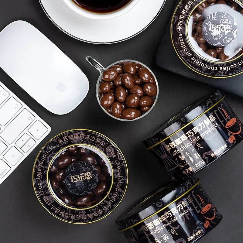 Qiaolesi Coffee Beans Chocolate Ball Sandwich Pure Coco Fat 200G Canned Fitness Internet Celebrity Student Leisure Snacks