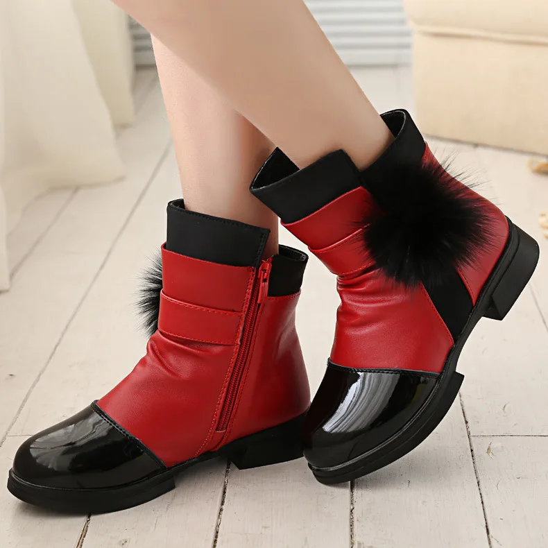 New Design Kids Winter Autumn Plush Ball Pendant  Fashion Girl Alloy Snow Boot For Wholesale Children Boots Shoes