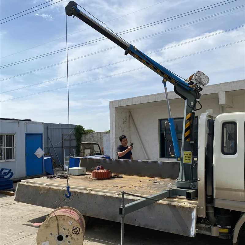 Pickup truck loading hydraulic crane fishing boat truck loading and unloading cargo pickup truck crane