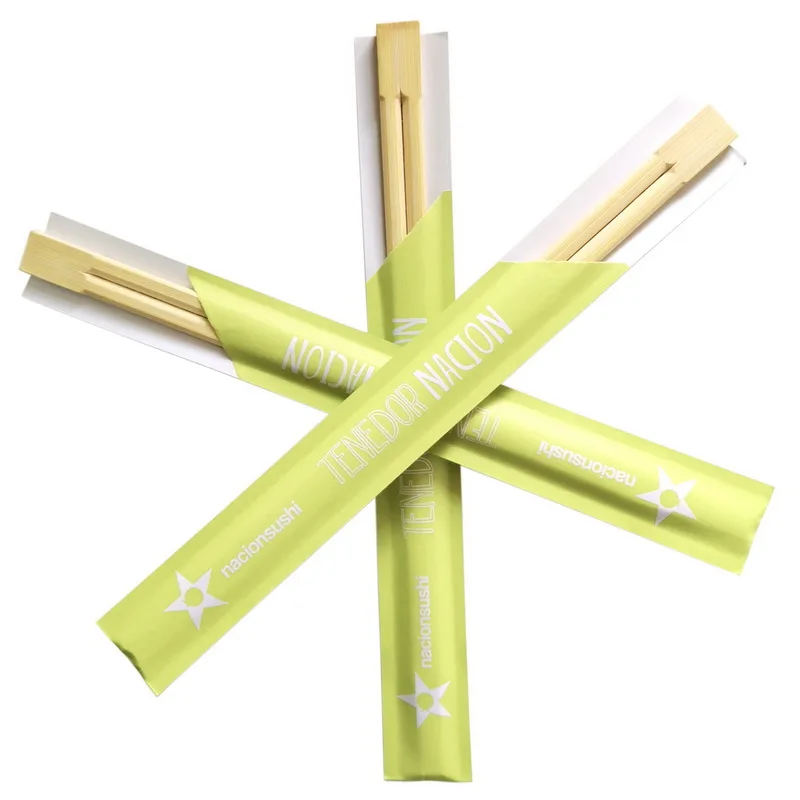 Одноразовые Бамбуковые Tensogue порезанные палочки, полностью бумажные упаковочные палочки для еды на заказ