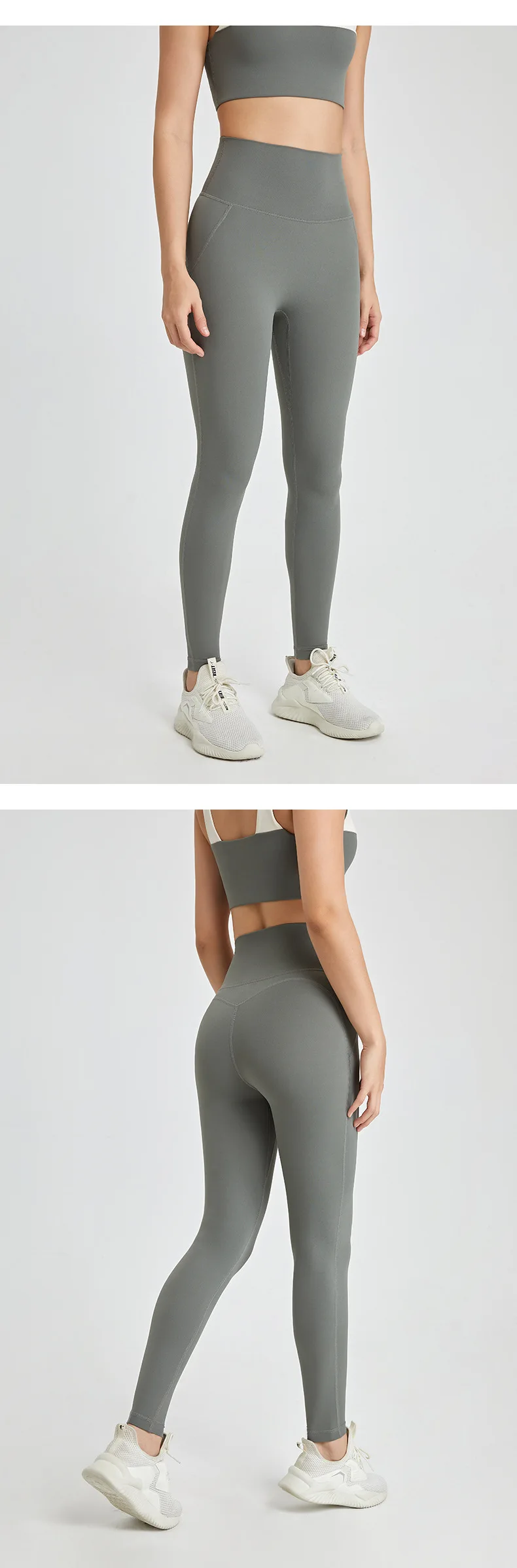 New No panties zero sense lulu one-piece yoga pants seamless bare back pocket leggings peach butt lift skinny exercise pants