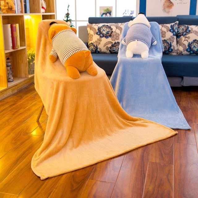 Animal Pillow With Baby Polyester  Flannle Fleece Baby Blanket Cartoon Bear