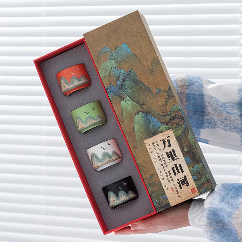 Pure hand painted large capacity master cup ceramic tea cup tea cup kungfu tea set high end gift box gift