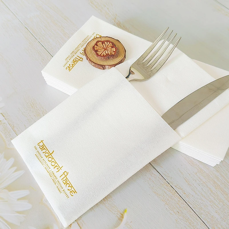 1-Ply Soft Virgin Wood Pulp Airlaid Napkin Colored Disposable Cocktail Dinner Serviettes Folded Bag Style for Restaurant Use