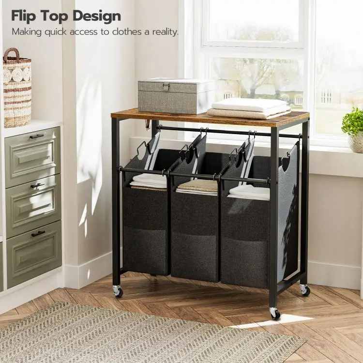 Wholesale Laundry Basket on Wheels, HOOBRO Brand Laundry Hamper Sorter on Wheels for Clothes, Dirty Clothes Washing Rolling Cart