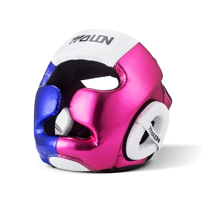 
Orange sports safety head guard in use boxing gym 