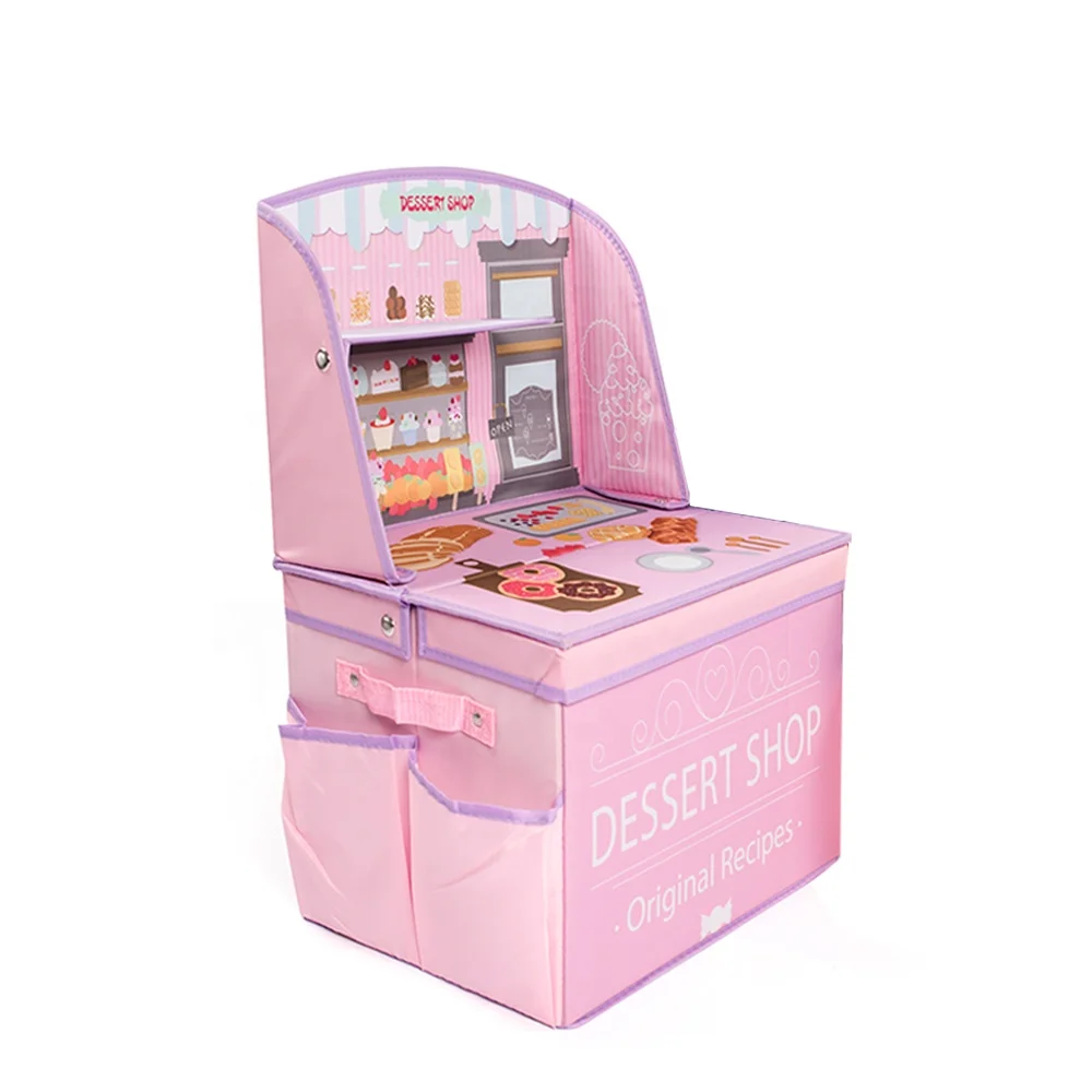 Custom Wholesale Lovely Pink Collapsible Storage Box Decorative Home Kids Toy Foldable Fabric Storage Box