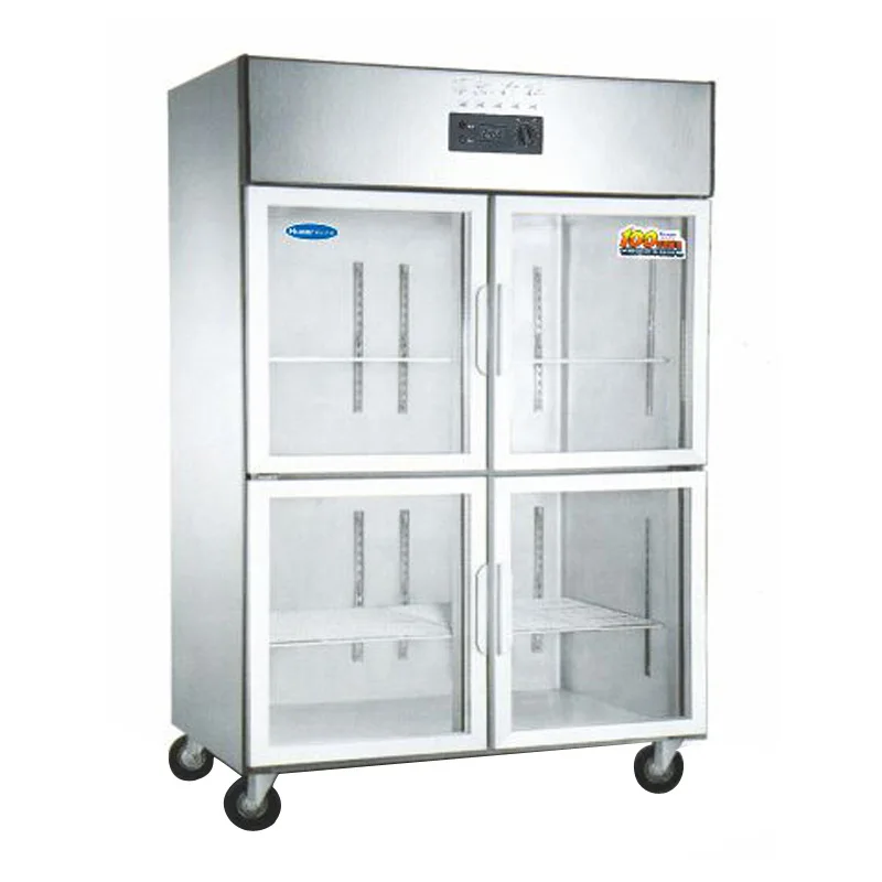 Морозильные камеры со стеклянной дверью медной охлаждающей Витрина-холодильник 1000L 360W 3 полки низкотемпературный холодильник с прозрачной
