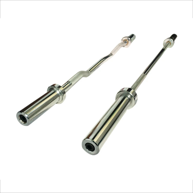 Wholesale stock High quality gym chrome olymp barbell bar ez curl barbell bar weight lifting curved barbell bar