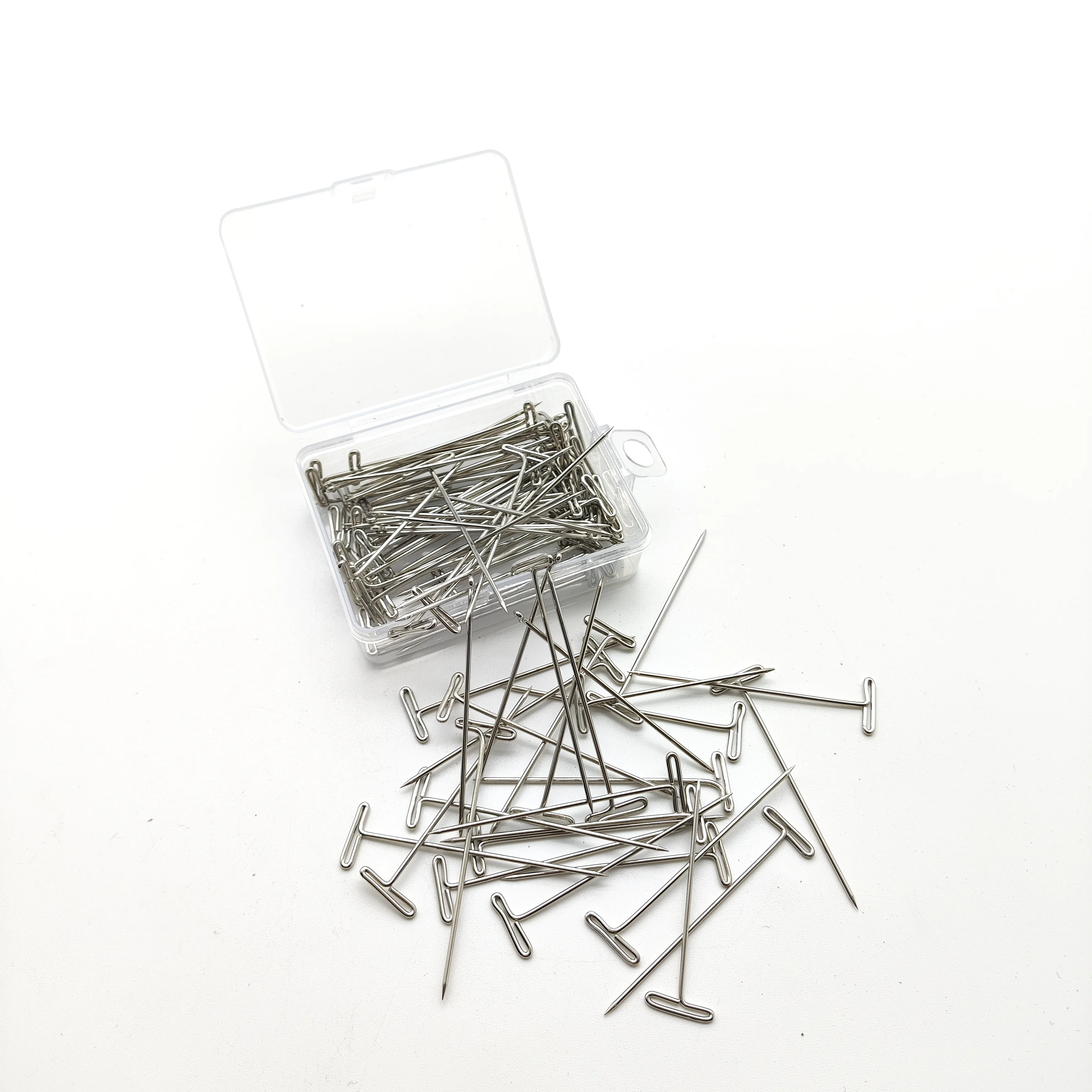 High Quality T Shaped Office Pin common steel rhodium T shape safety pin for jewelry findings