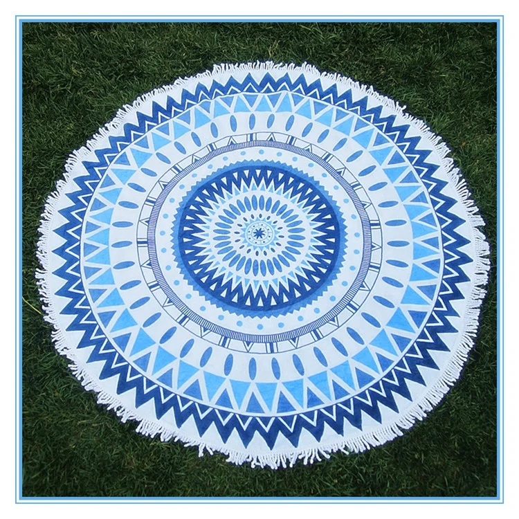 Wholesale Custom Beach Towel Microfiber Sand-Free Round Beach Towel Circle Tassel Towel