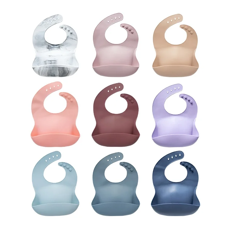 
Custom BPA Free Soft Waterproof Silicone Baby Bib with Food Catcher, Baby Silicone Bib 