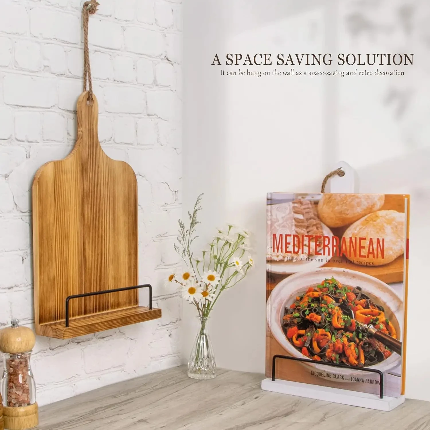 Bamboo Cookbook Stand Sturdy Cook Book Rack Recipe Book Holder with Measurement Conversion Chart Cookbook Stand for Kitchen