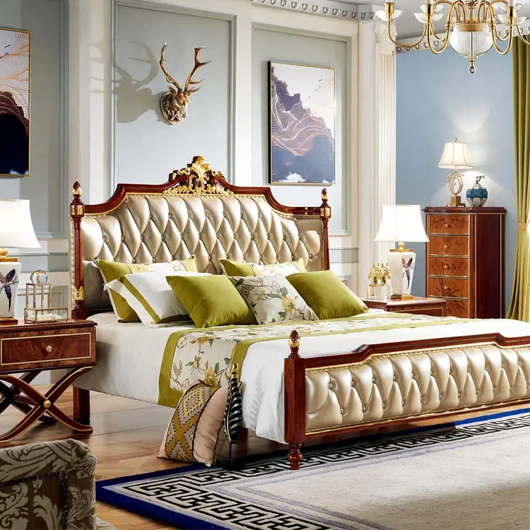 Bedroom Set Featuring French Style Sleigh Platform Bed