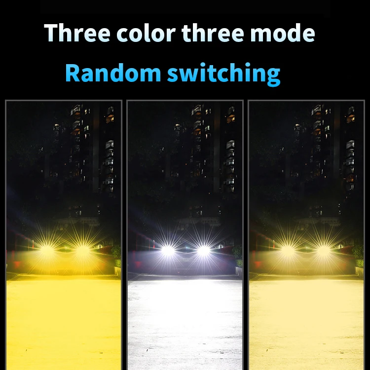 Cross-border Amazon AliExpress hot sale tri-color led car headlights modified high-power far and near light bulbs