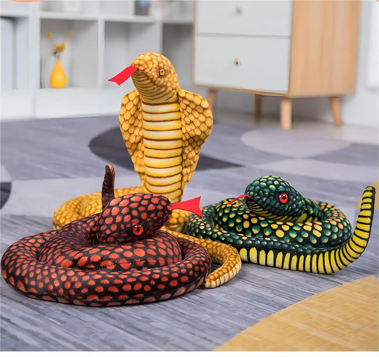Stuffed animal toys Simulation good Quality stuffed Green Snake Soft long body animal plush toy plush custom stuffed animal toys