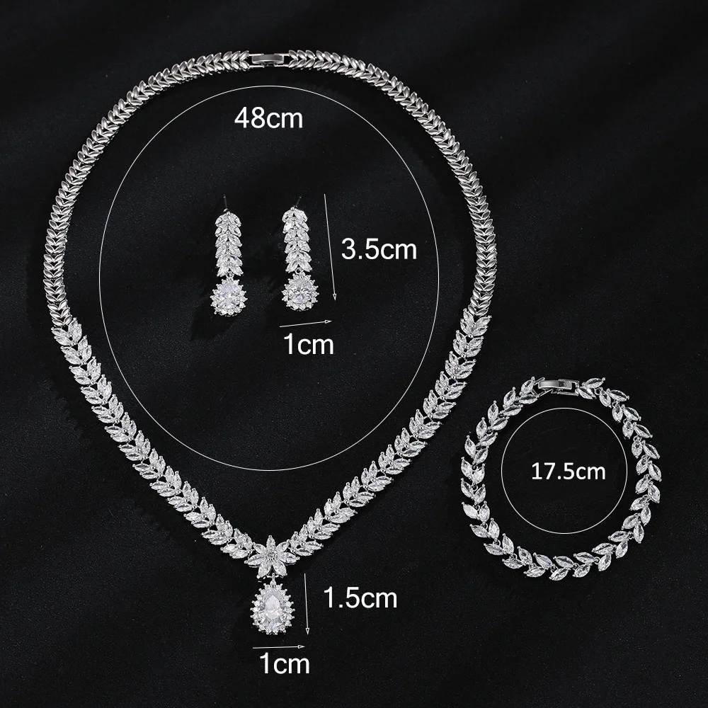 DAIHE SET-3876 Luxury Emerald Pendant Water Drop Horse Eye Flower Jewelry Tassel Set Jewelry