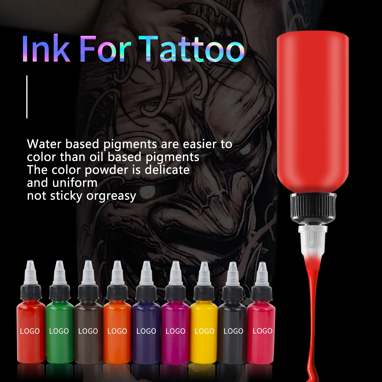 OEM Professional Organic Tattoo Ink Pigment Long-Lasting Original Liquid Waterproof Makeup Body Art Permanent Tattoo Color