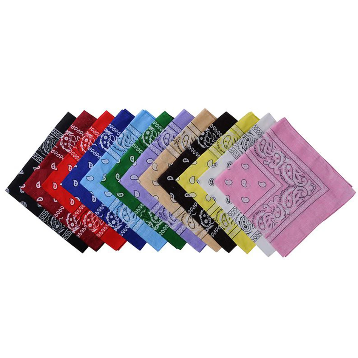 
Wholesale 100% cotton Novelty Double Sided Print Cowboy Head Scarf Original Paisley Pattern Square Bandanas 12 pack 