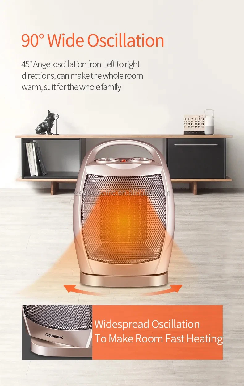 Portable Electric Heaters With Fan Electric Ceramic  Heater With Tip-over Switch Manual Control