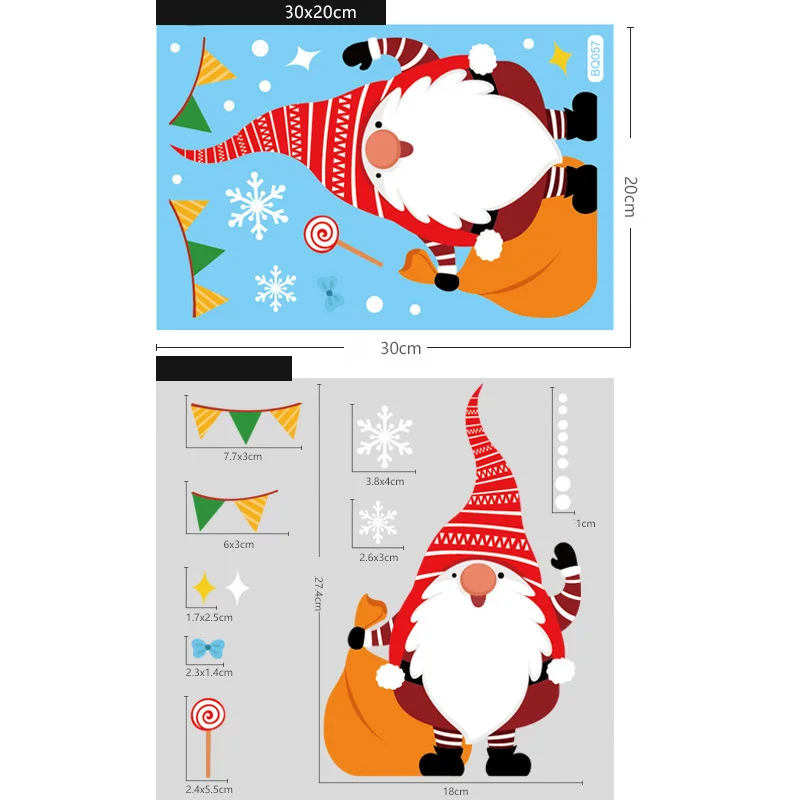 Hot Sale Happy Christmas Wall Sticker Xmas Snowflake Mural Santa Claus Elk Window Decals Living Room Decorative Wallpaper