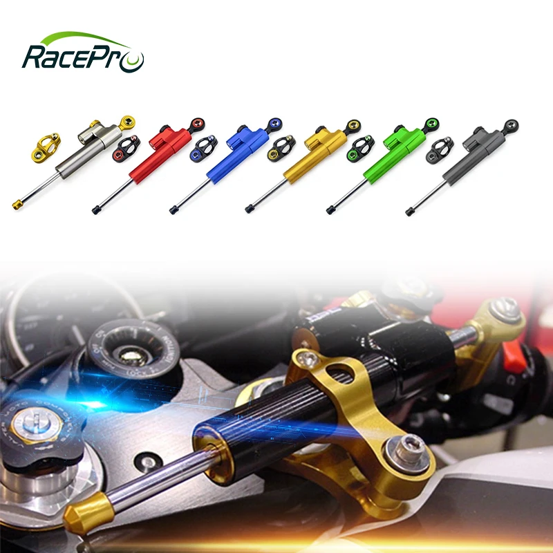 RACEPRO Universal Stabilizer Linear Reversed Safety Control CNC Adjustable Motorcycle Steering Damper For Yamaha Kawasaki KTM
