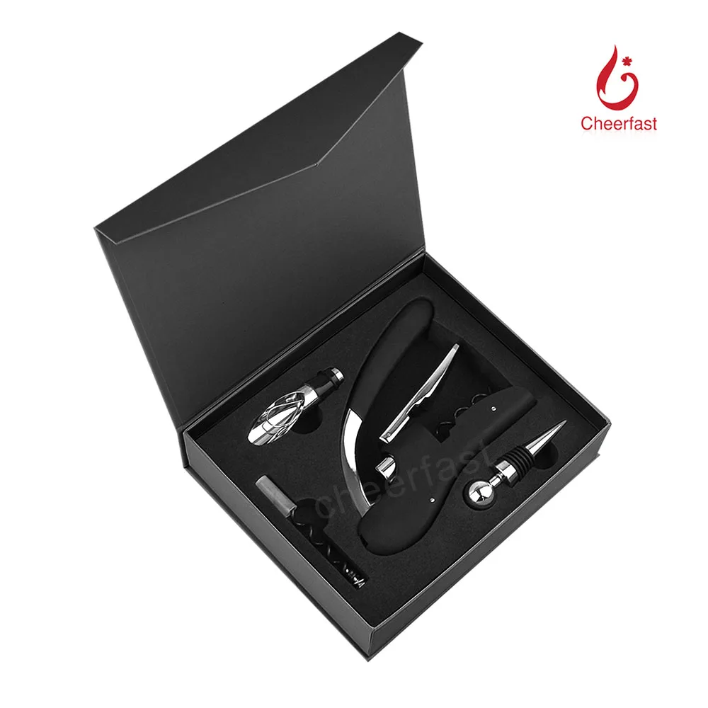 Customized Brand Goose Head Bottle Opener With Pourer With Wine Stopper Magnetic Box Gift Set Metal Goose Shaped Corkscrew Kit