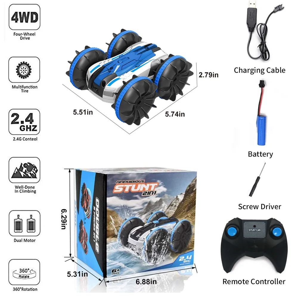 Rolling Remote Control Stunt Toys 360 RC Stunt Car Amphibious Vehicle 2.4G Radio Control Stunt Car Toys For Kids Toys Car
