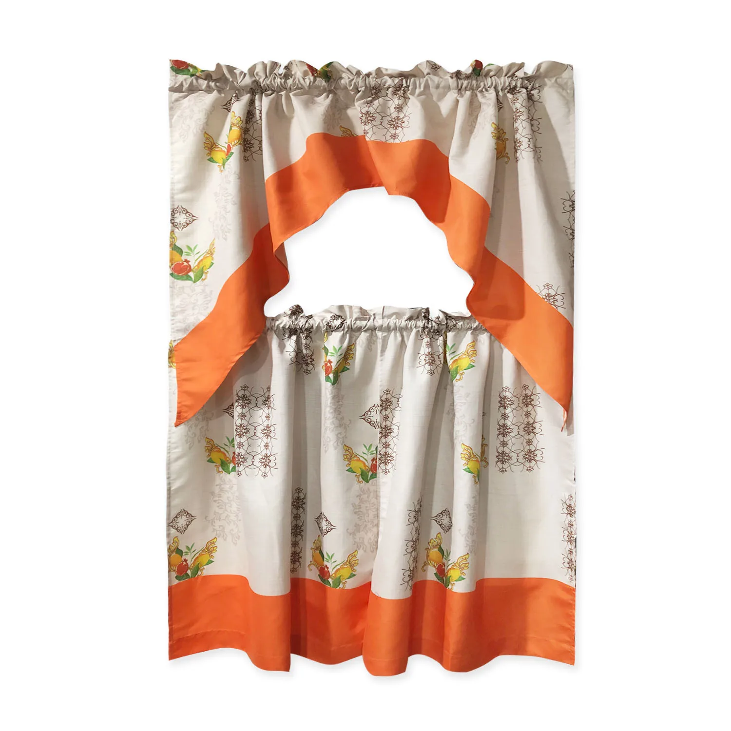 Custom Printed Kitchen Window Valances Tier Kitchen Curtain for Home Decoration Rod Pocket Modern Style