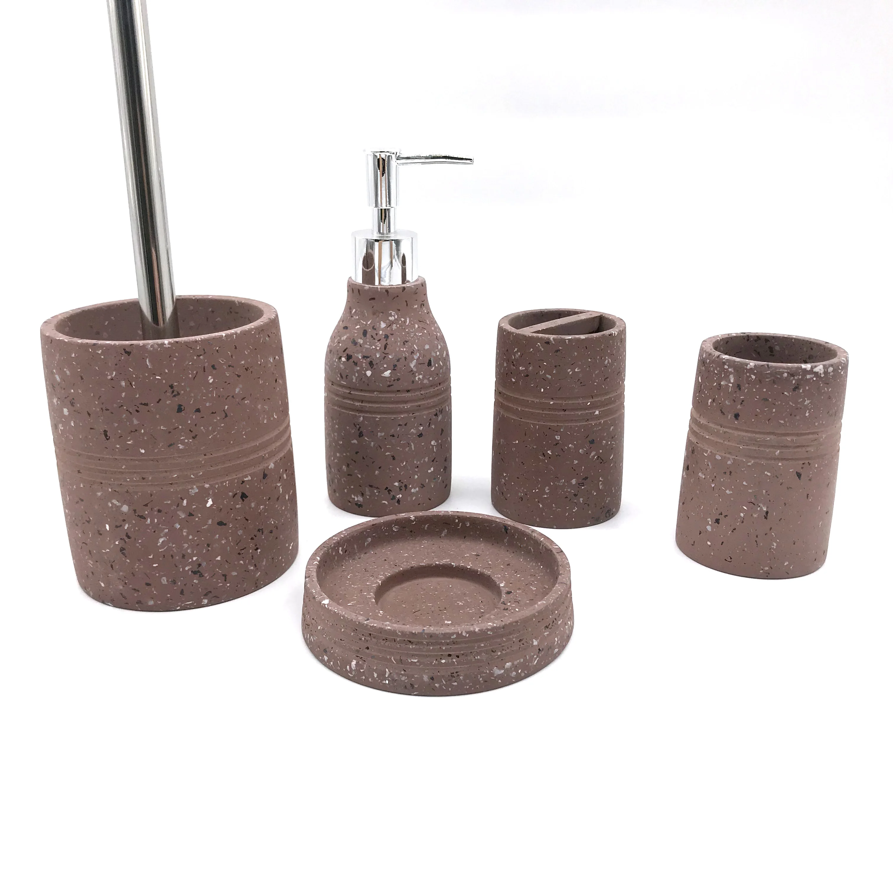 Terrazzo 6 piece set resin bathroom accessories set designers bathroom set