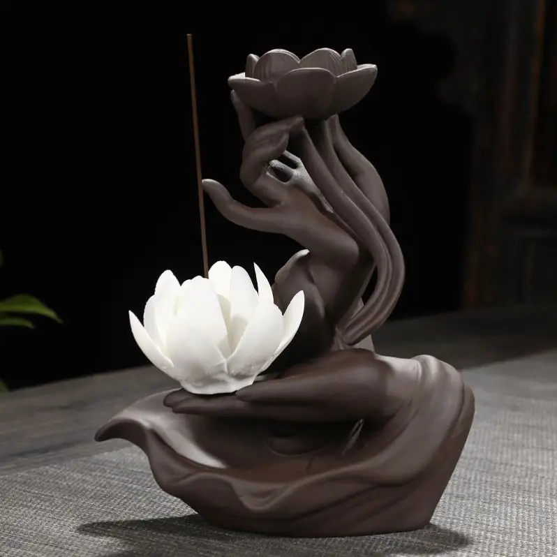 Backflow Incense Holder Waterfall Incense Sticks Censer Handmade Ceramic Home Decor Gift Statue