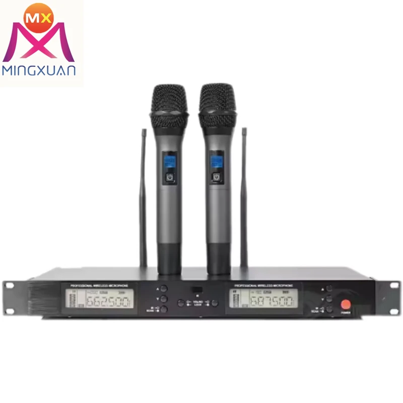 adjustable dual handheld wireless microphone professional uhf music recording equipment