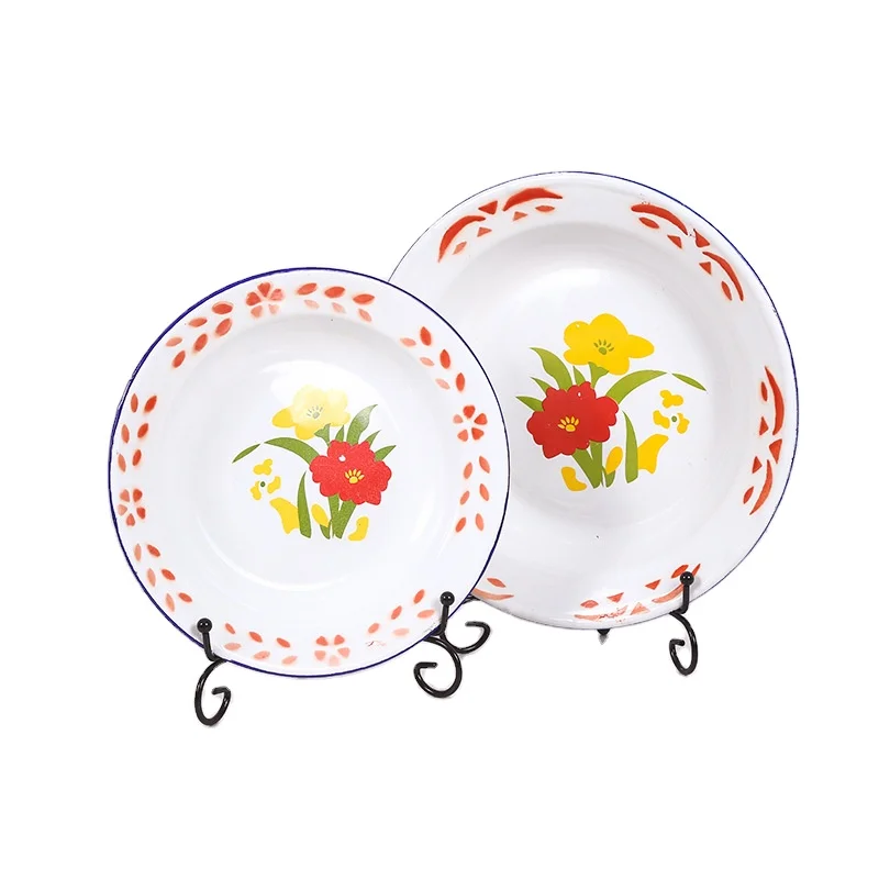 Enamel Dish Vintage Retro Nostalgic Theme Restaurant Hot Pot Malatang Barbecue Stall Dip Plate
