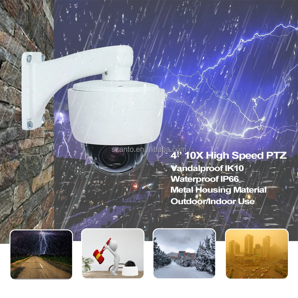 Mini CCTV Camera System Indoor Wired built-in MIC Rotation PTZ Outdoor Security IP Surveillance Camera with 10X Zoom