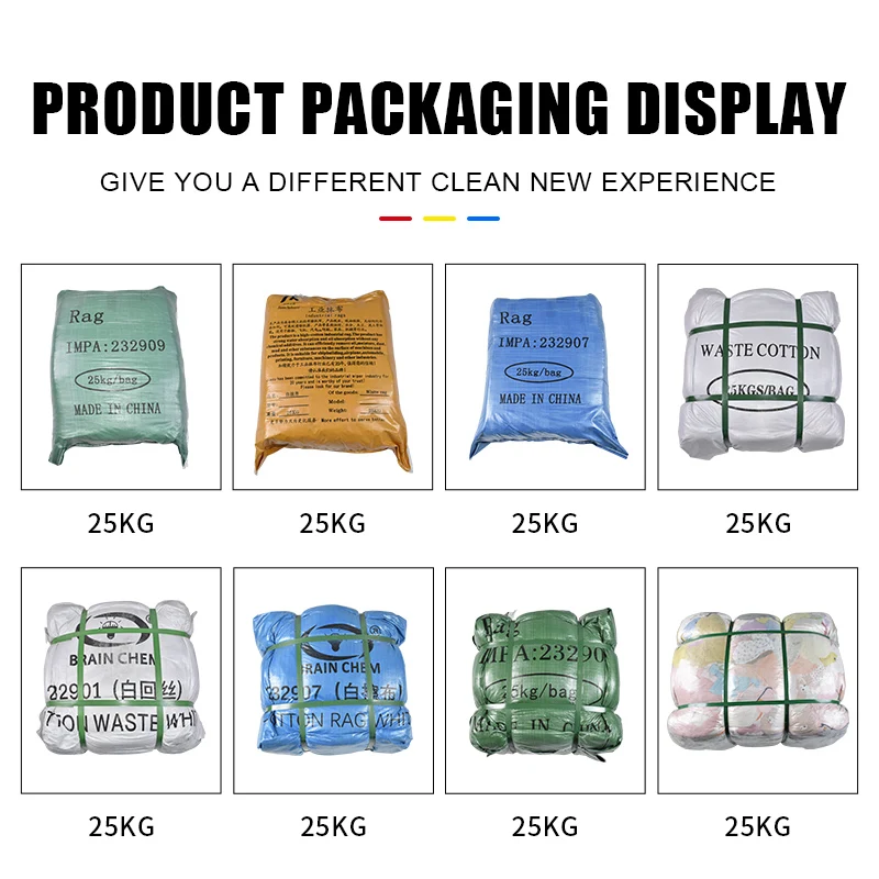 Cotton white bathrobe wiping cloth, environmentally friendly textile waste, industrial use