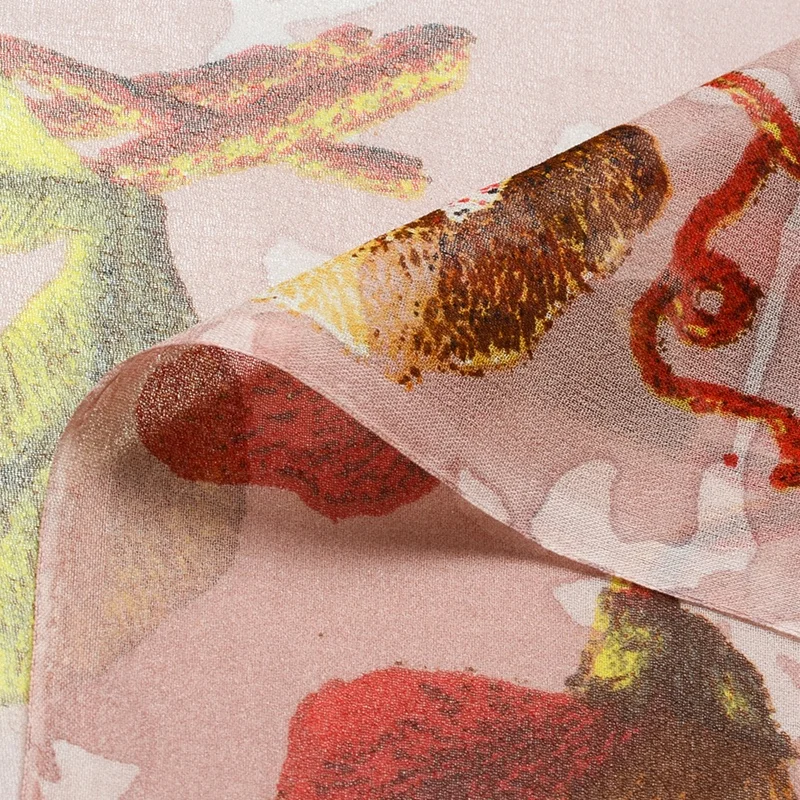 Q3273 wholesale chinese natural printed floral 100% pure  georgette silk chiffon fabric