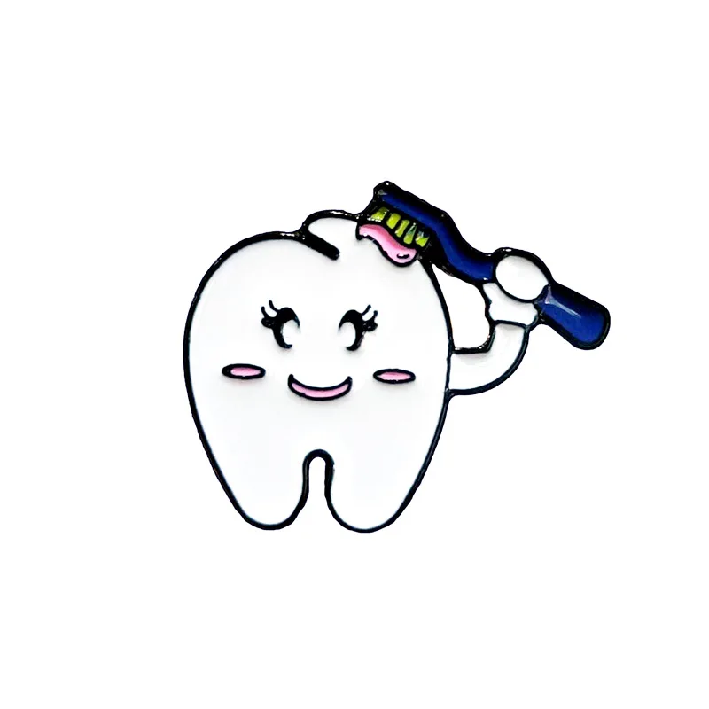 Creative New Tooth Bracelet Cute Small Brush Wear Christmas Hat Badge Personalized Soft Enamel Lapel Teeth Pin