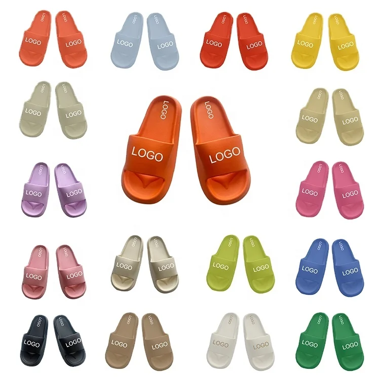 Hot Selling Custom French Durable Sole Grey Color EVA Slide Asian Style Oem Logo Women Slide  EVA Slide Slippers