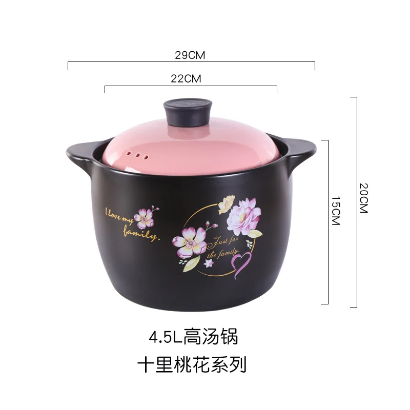 LFGB 1L-8.5L Round Black Cookware Soup Dutch Ovens Ceramic Clay Casserole Pot with lid