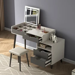 Modern Adult Nordic Bedroom Solid Wood Makeup Desk Vanity Table Small Mirror Dresser Dressing Table For Girls