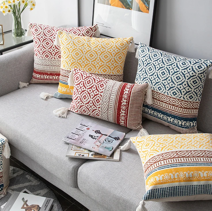 Богемный Мягкий Роскошный Европейский Стеганный чехол для диванной подушки наволочки для декоративного дома с кисточками на