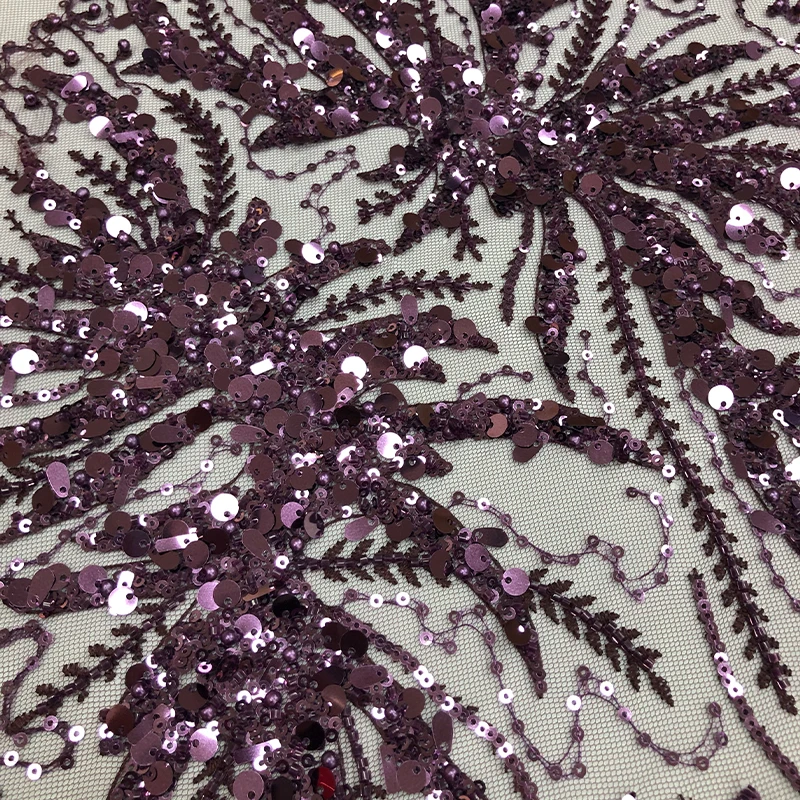 Soft Sequin Embroidery with 3D Flower French Lace Fabric for Wedding Bridal Lace Fabric