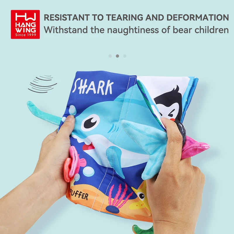 HW supports custom newborn baby exercise cognition ability educational toy set ocean animal themes infant soft tails cloth book