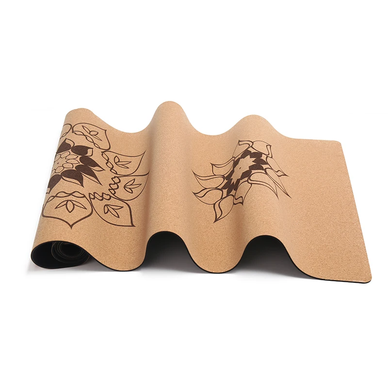 Hot Sale Custom Printed Foldable Yoga Mats Anti Slip Eco Friendly Natural Cork Rubber Yoga Mat Block Wheel Bag Yoga Mat Sets
