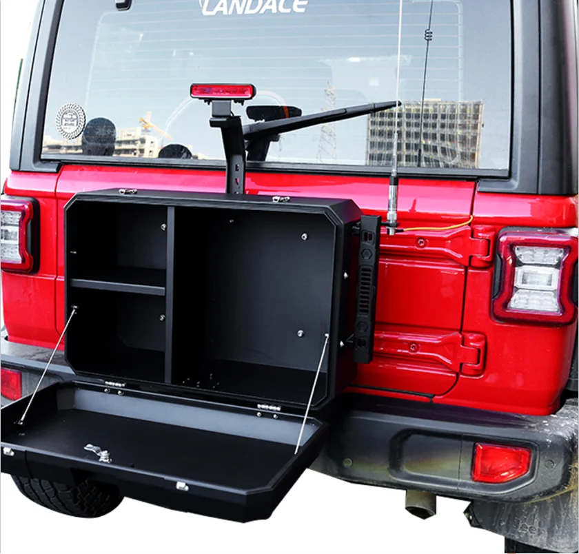 Aluminum Alloy luggage rear storage box camping kitchen box tool Equipment fit for Jeep wrangler JL