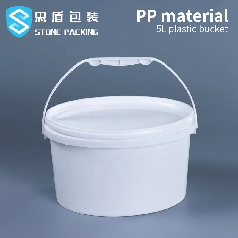 5 litre oval plastic bucket pp pail with lid and handle