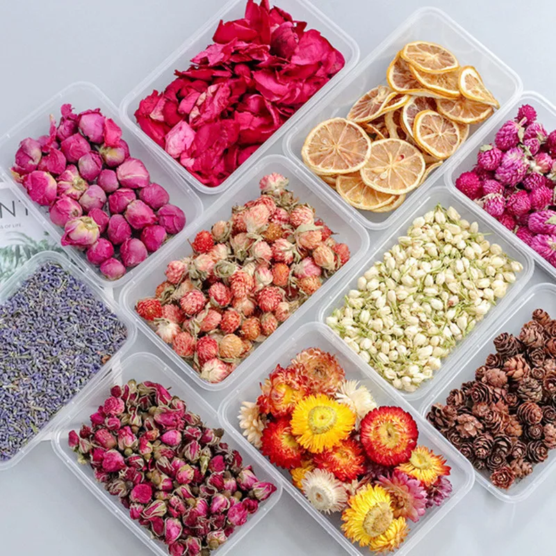 DIY сухие лепестки цветов, контейнеры, материалы для украшения свечей, сохраненные сухие цветы