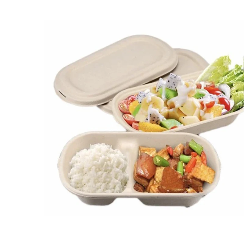 
Eco biodegradable disposable sugarcane bagasse takeaway food containers lunch box 