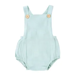 Summer strap rompers wholesale 100% cotton and linen sling triangle organic sleeveless romper baby bodysuit
