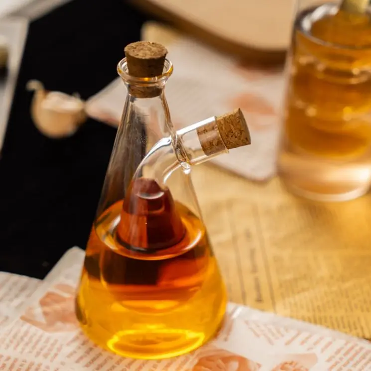 Hand blown dual use olive oil and vinegar bottle cooking glass oil dispenser